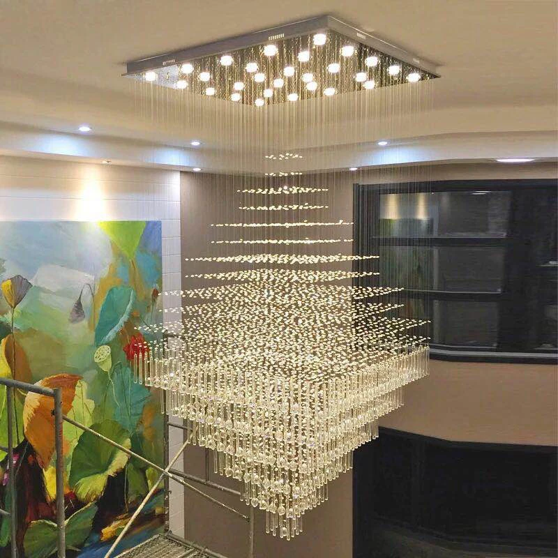 Contemporary Gold White Hanging Lighting Fixture Decoration Hotel k9 Crystal Luxury LED Chandelier