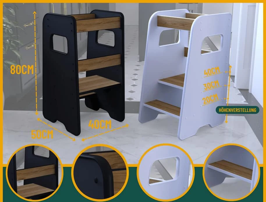 LM KIDS montessori learning tower babies and kids adjustable helper stool safety learning tower for toddler