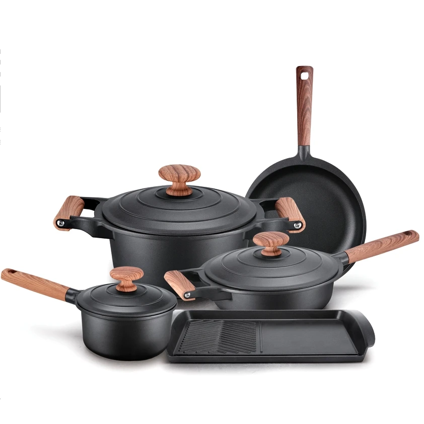 Granite Pot Ultra Nonstick Pots and Pans Set with Stone-Derived Coating Suitable for All Stove