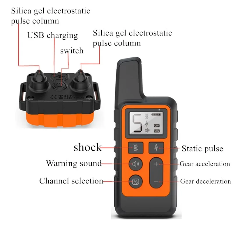 Waterproof Dog Training Collar Pet 500m Remote Control Rechargeable Shock sound Vibration Anti-Bark for All Size dog