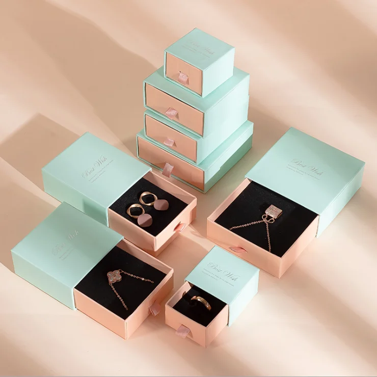 2022 hot selling personalized sliding jewellery paper box jewelry drawer box
