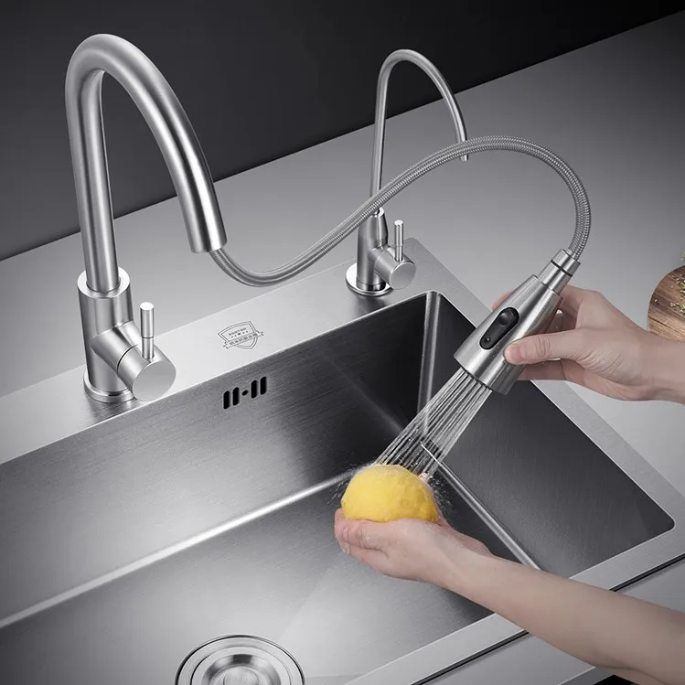 304 stainless steel thickened vegetable corner kitchen sink single tank factory wholesale hand made kitchen basin