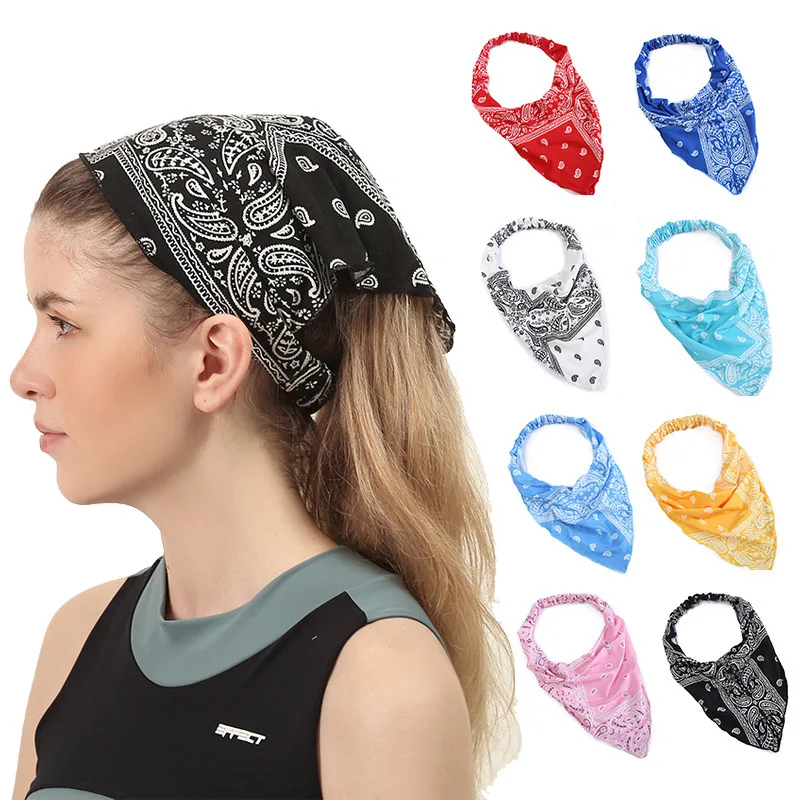 Women Flower Pattern Head Wrap Elastic Hair Scarf Headband Head Kerchief Triangle Bandana for Girls Hair Accessories