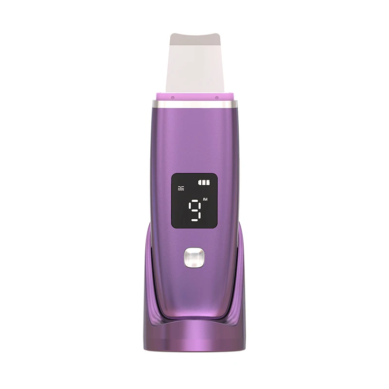 Portable Wireless Charging Electric Sonic Facial Dead Skin Scrubber Professional Digital EMS Ion Face Ultrasonic Skin Scrubber