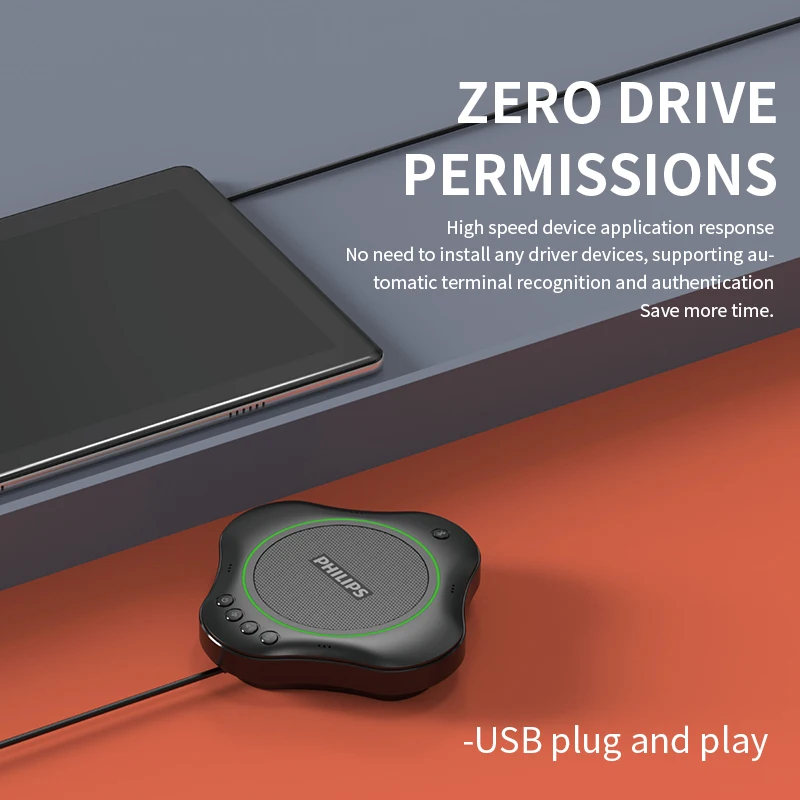 Philips Intelligent Wireless Conference Speaker Audio Conference System Portable Omnidirectional Microphone With Speaker PSE0500