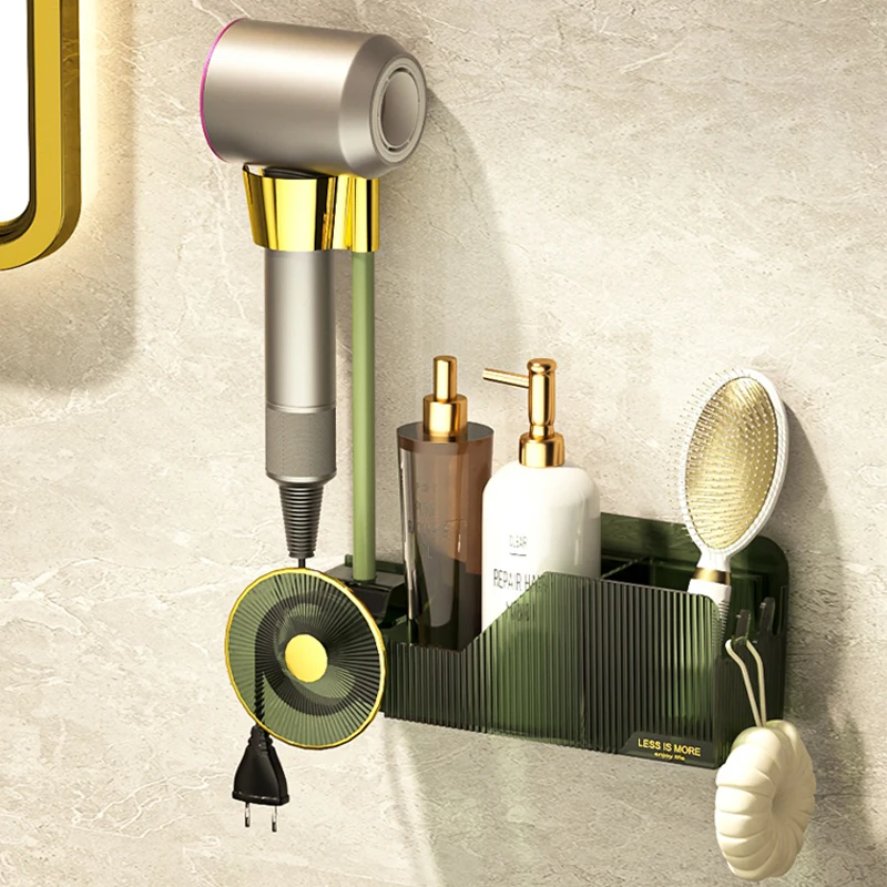 Hot sell new design Multifunction bathroom hair dryer rack storage holders Wall Mounted display racks
