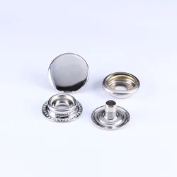 15mm 4 part Metal Silver Snap Button Fastener for Jacket Bag Closure