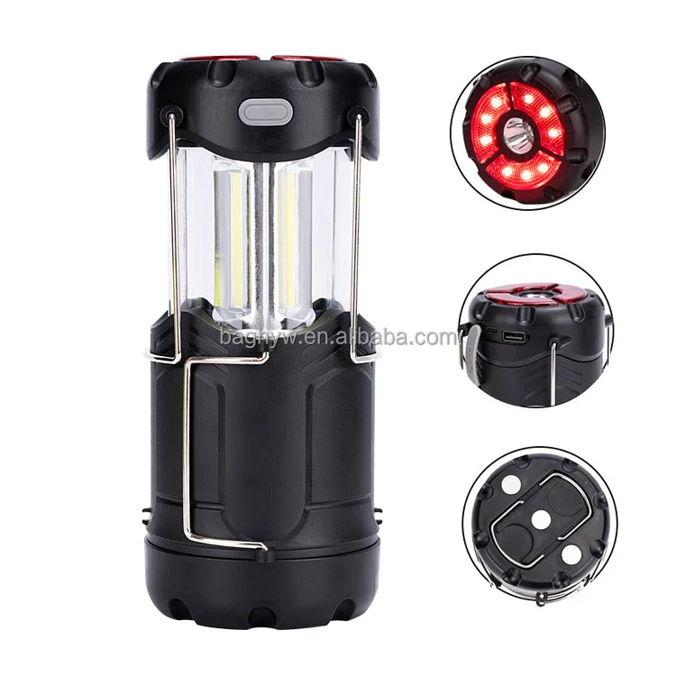 Outdoor 3 in 1 Survival SOS Portable Magnet Waterproof USB Telescopic Rechargeable Camping Tent LED Lantern Lamps Light
