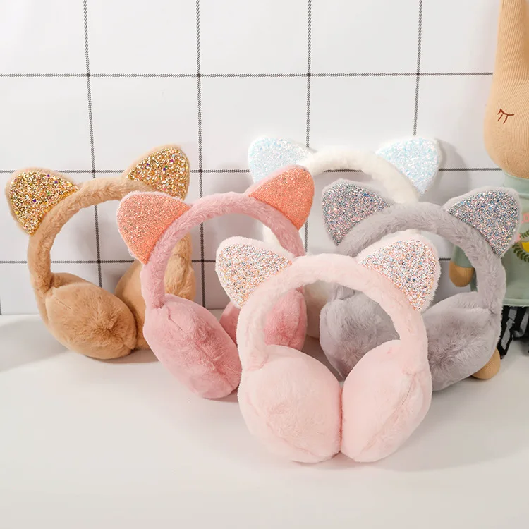 Wholesale new 6 Colors cute cat headband winter cold plush earmuff ear muffs warmer