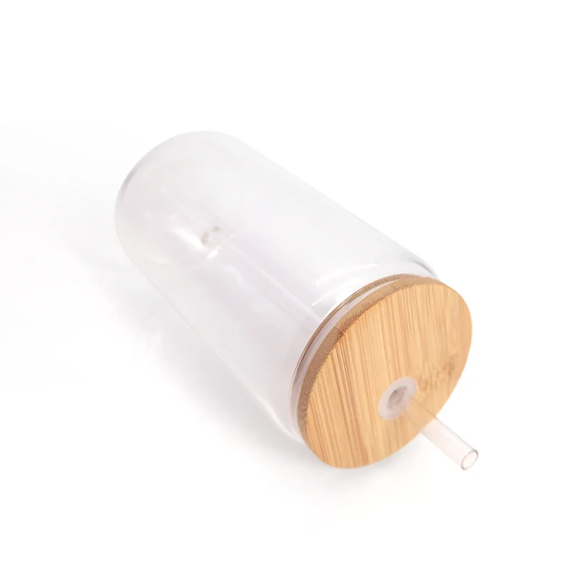 Sublimation Borosilicate glass tumbler With Bamboo Lid Frosted Clear Beer Can Sublimation Glass Mason Jar Beer Can Glass