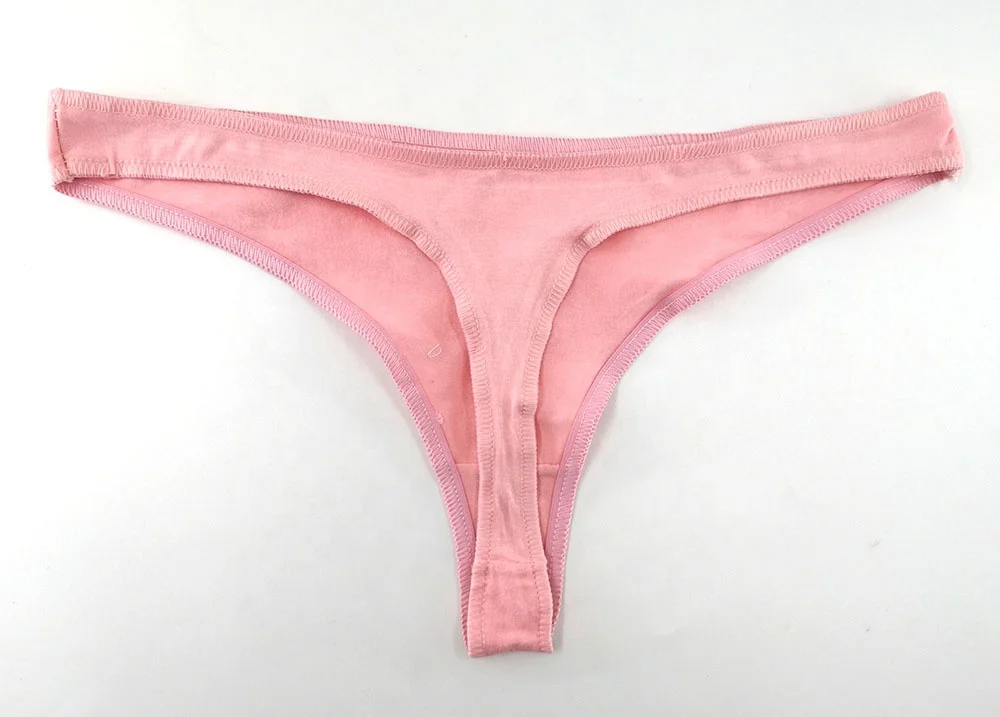 Classic solid color soft wear cotton crotch low waist bikini custom women panties thong