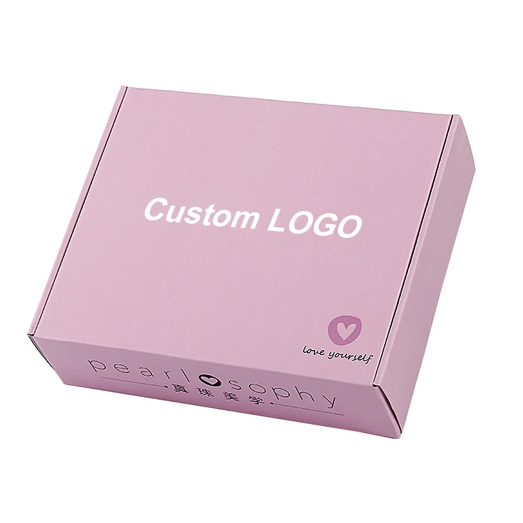 Factory Corrugated Paper Custom Packaging Mailer Pink Boxes With Printing
