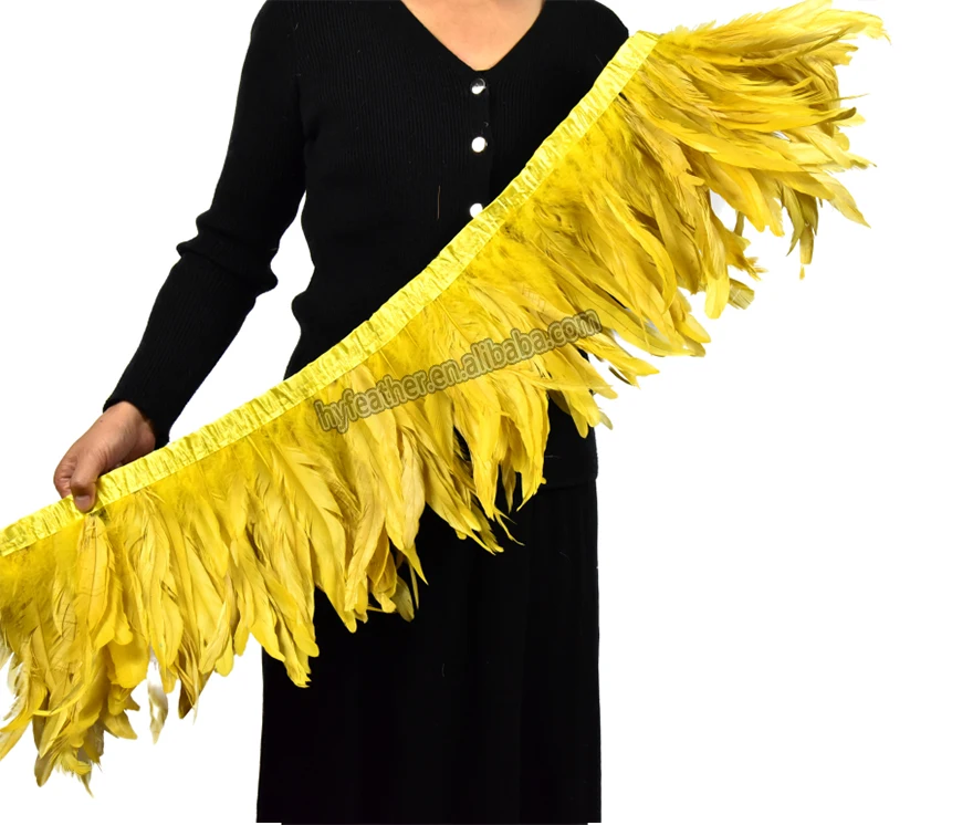 Hot Sale Cheap Feathers Trimming For Carnival Costumes Wedding Chicken Rooster Coque Tail Fringe Feather Trim For Craft