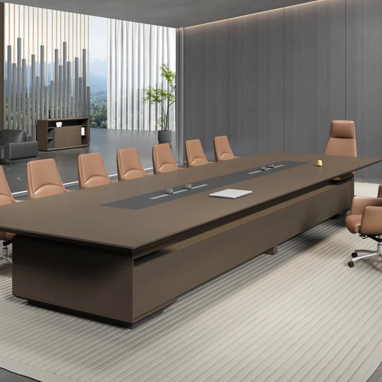 High End E1 Level Mdf Mfc Wooden Dual Power Rail Power Supply Conference Meeting Table