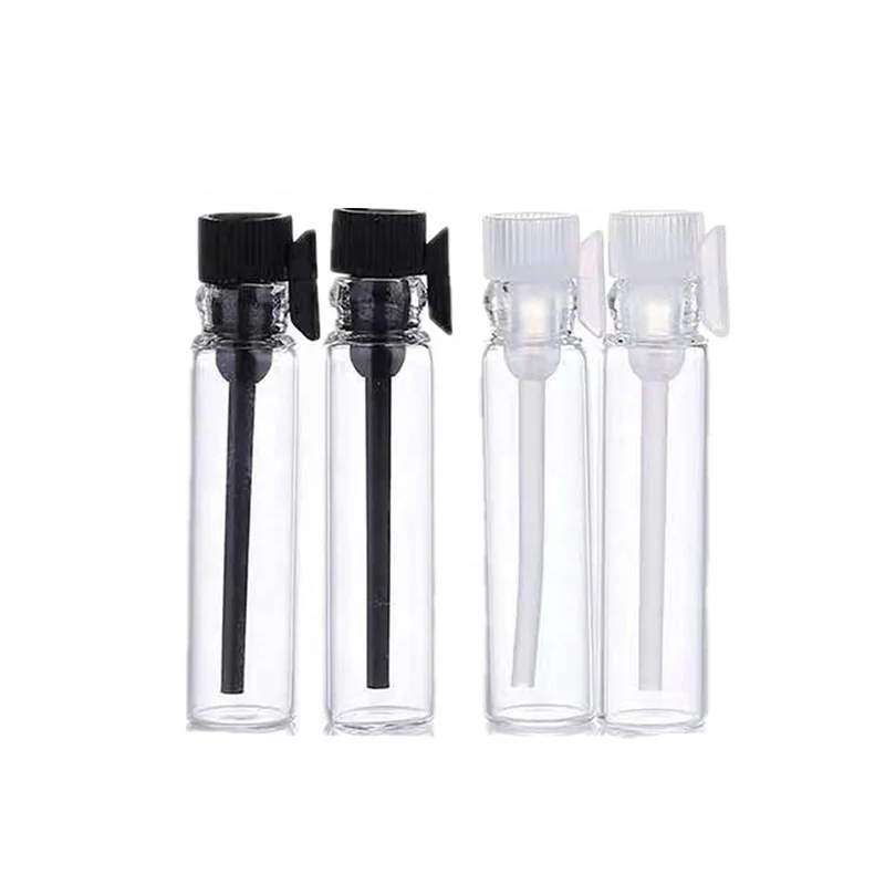 1-3ml Empty Glass Perfume Sample Vials Droppers Samplers for Essential Oils Aromatherapy Colorful caps