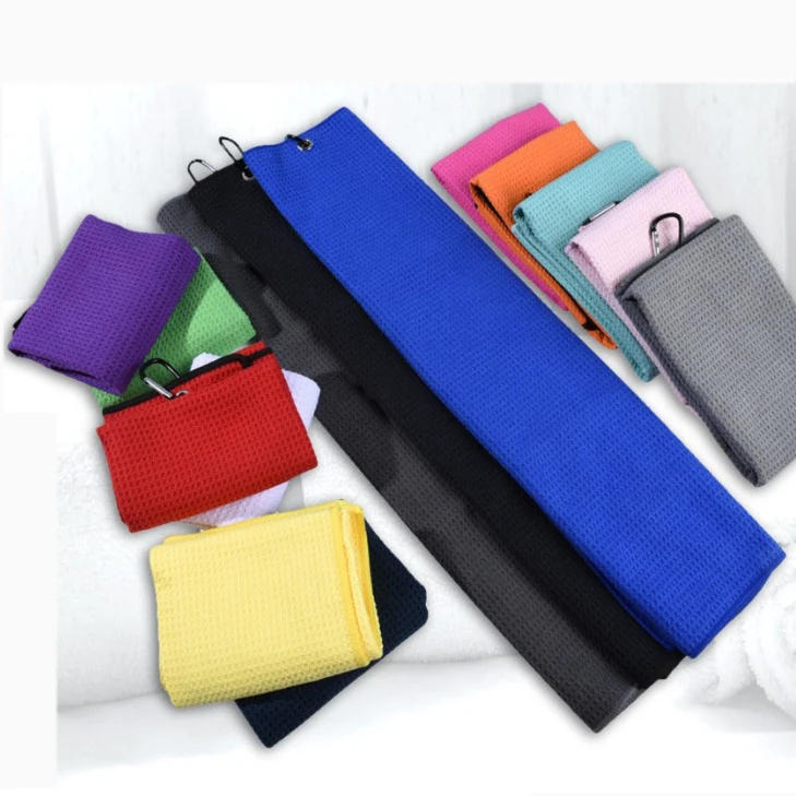 custom golf accessories magnetic towel golf microfiber waffle custom logo oem golf towel with magnet