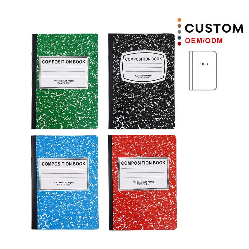 American School Supply 200Pages Hardcover Marble Composition Stationery Notebooks