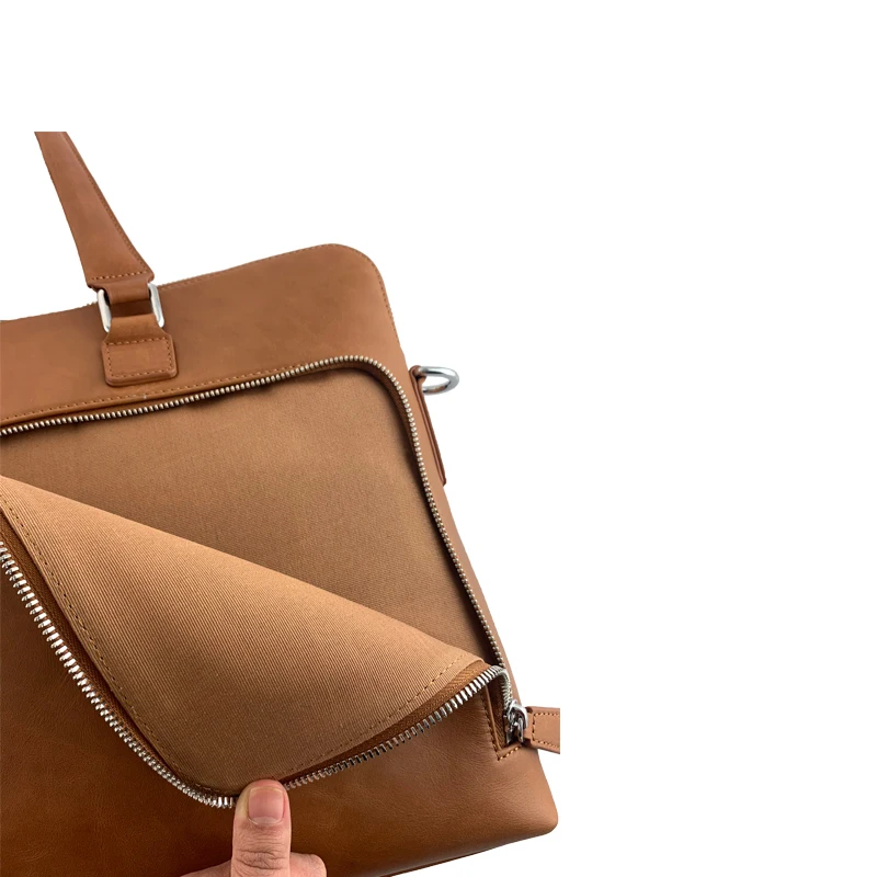 Vintage Business Computer Bag Laptops Genuine Leather Briefcase For Men