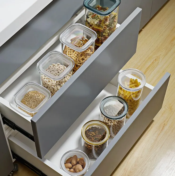 Квадратная канистра IKOO из боросиликатного стекла кофейный чай и сахар с прозрачной крышкой