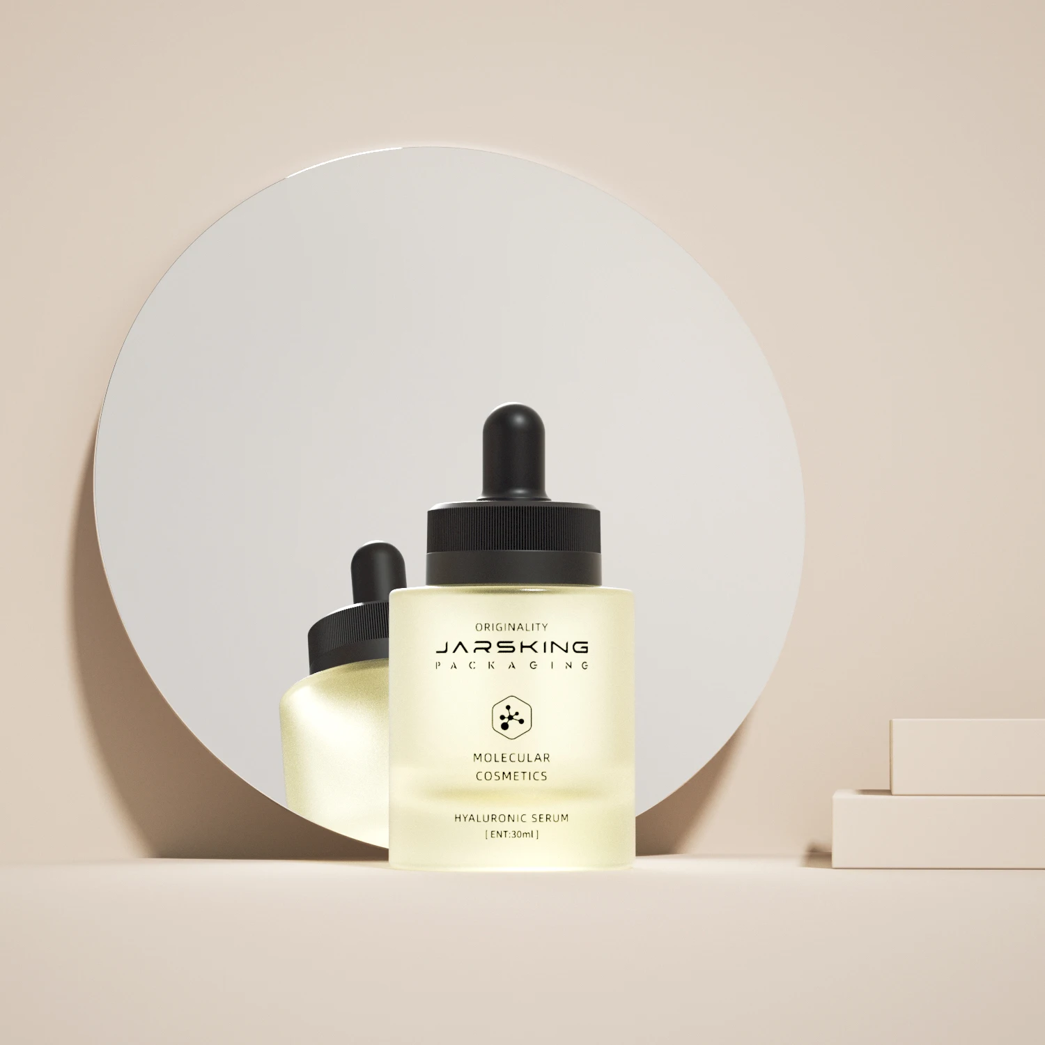 30ml Custom luxury round custom round cosmetic frosted face hair serum essential oil glass dropper bottles