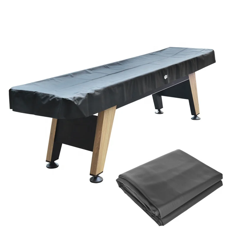 Torpsports 9ft/12ft Waterproof Table Cover for Shuffleboard Table Leatherette Furniture Cover Black Color TS-PC101