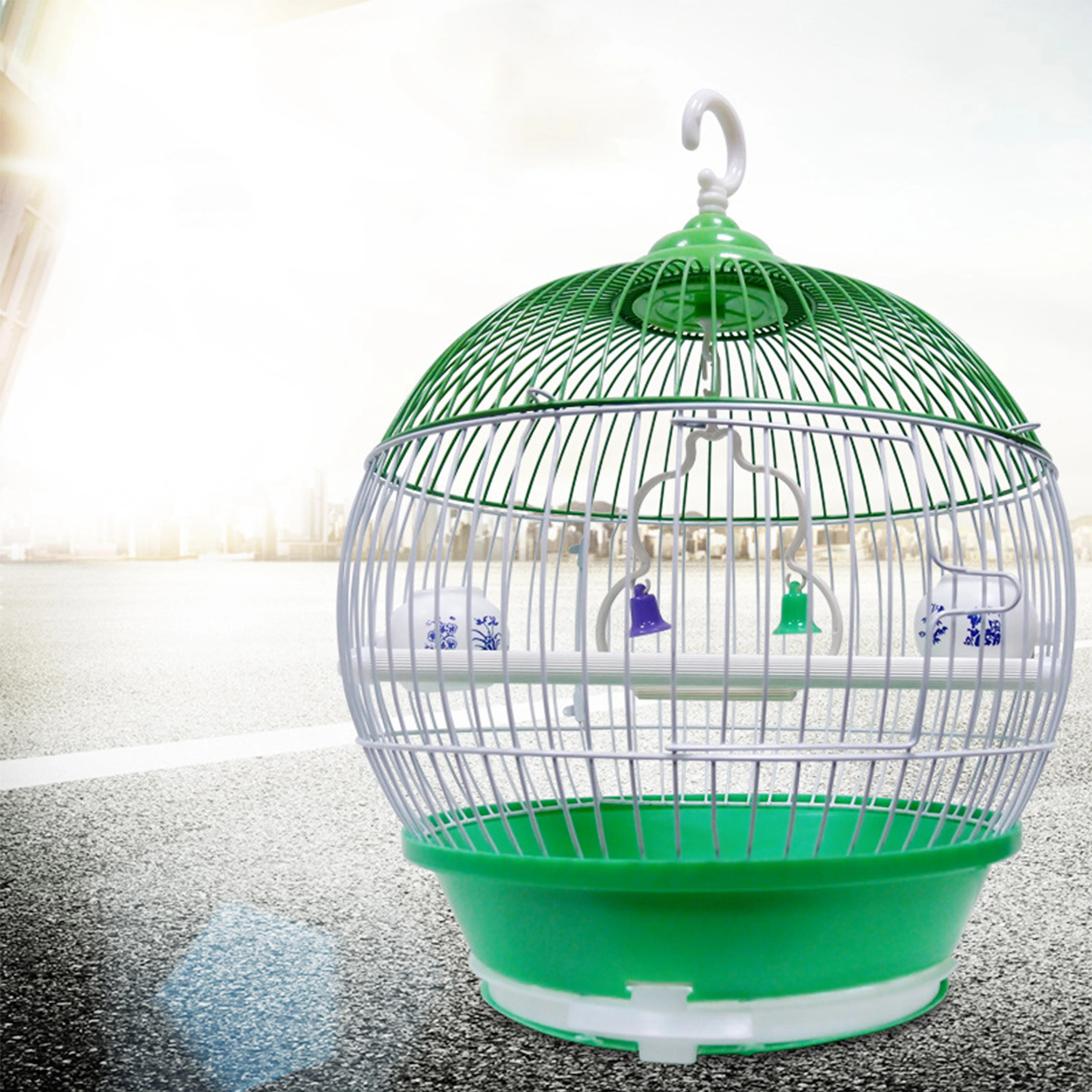 Economy Iron Wire Parakeet Bird Cage Parrot Fancy Bird Cages Breeding With Rolling Stand