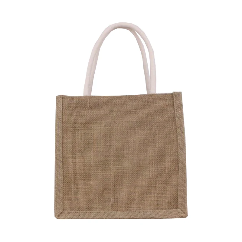 Eco friendly laminated linen bag burlap reusable hessian shopping linen tote bag with custom logo