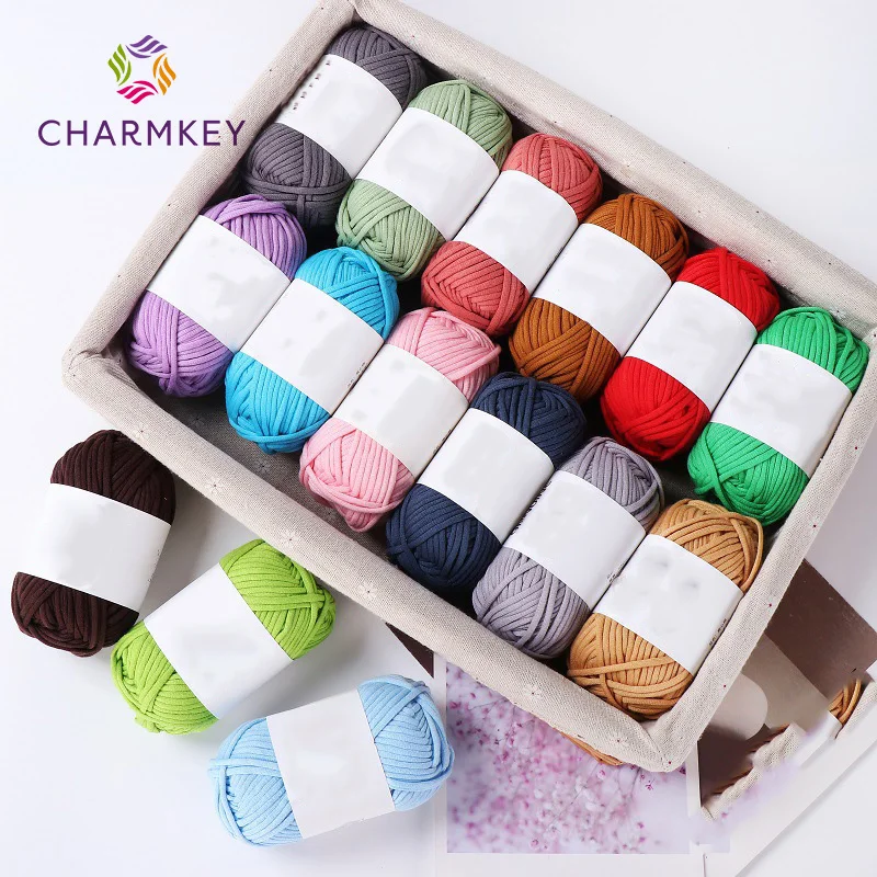 High Quality 4mm Thick 68%Cotton 32%Nylon  Blended Tube Hand Knitting Yarn for Bags Crochet DIY kit