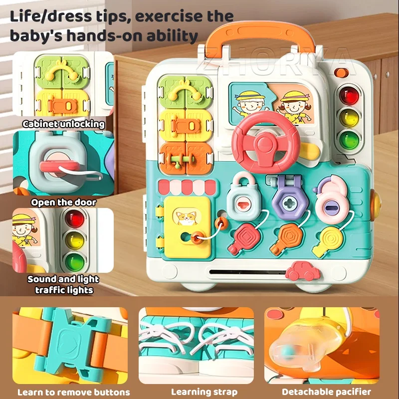 Zhorya Montessori Educational Kids Interactive Learning Toys Activity Developing Sensory Busy Board For children