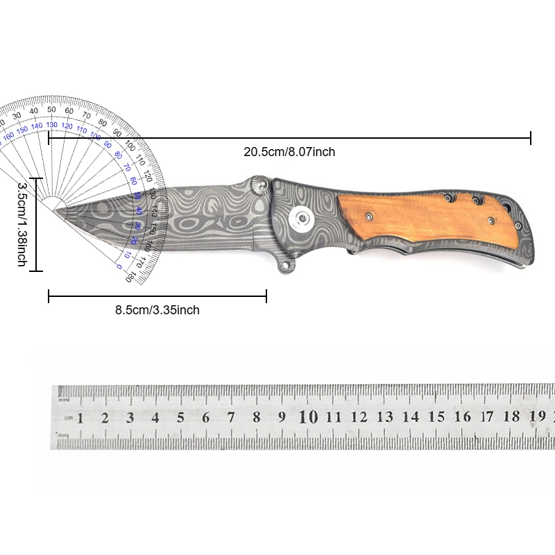 Olive Wood Handle Knife Pocket Damascus Laser Engraved Knife Pocket  Custom Outdoor Hunting Camping Survival Folding Knife