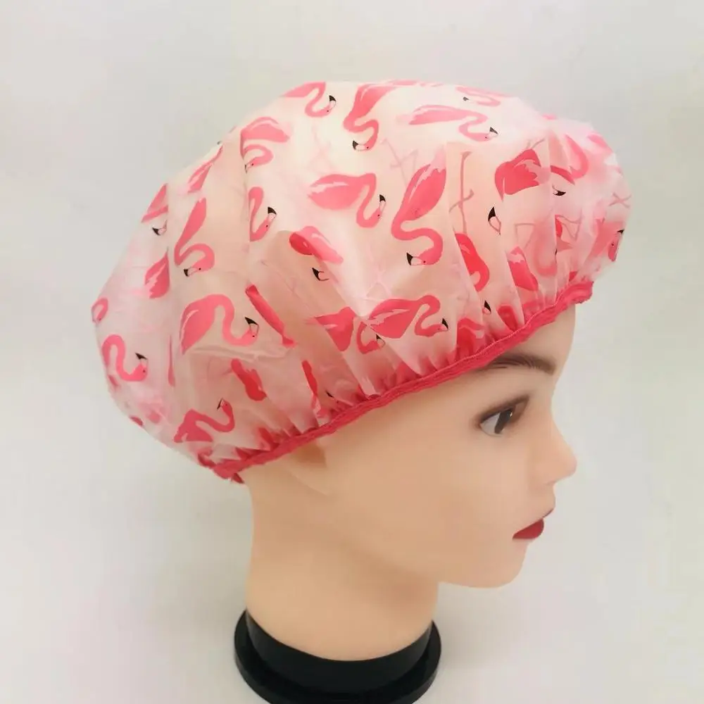 Eco-friendl customized logo fancy adjustable shower cap