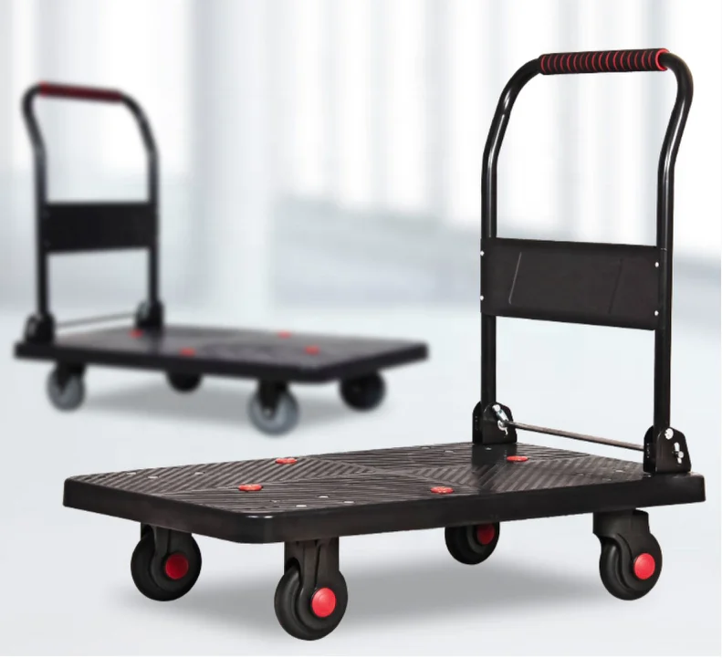 Fully Silent PH300 Folding Warehouse Hand Truck 300kg Foldable Truck Platform Trolley 9060 SF Portable Virgin Plastic Handcart