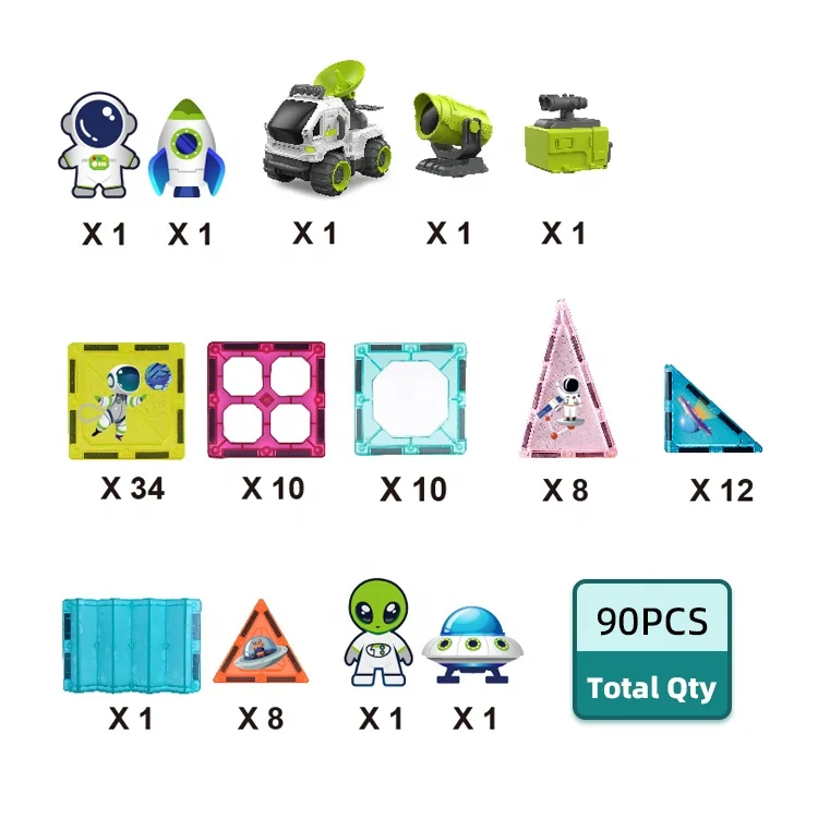 ABS Magic Magnetic Blocks Montessori Education 3D Building Blocks DIY Toys Patterned Print Magnet Set Magnetic Tiles For Kids