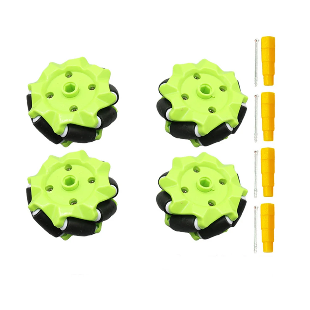 4pcs/set 58mm Green Mecanum Wheel with TT couplingfor Raspberry Pi DIY STEM Robot Car Chassis Toy Parts