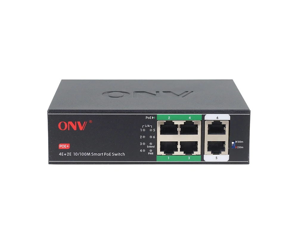Factory OEM ODM 250m long distance 6-port 10/100M PoE Switch H1064PL for ip camera