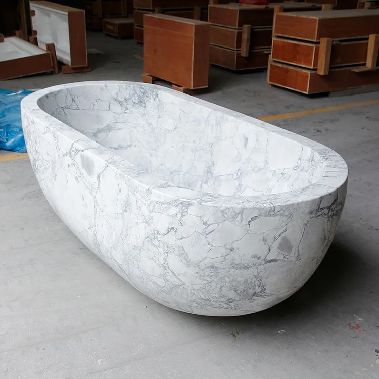 Stand Alone Large Natural Stone Bathtub Soaking Marble Wholesale Bath Tub Free Standing For Sale