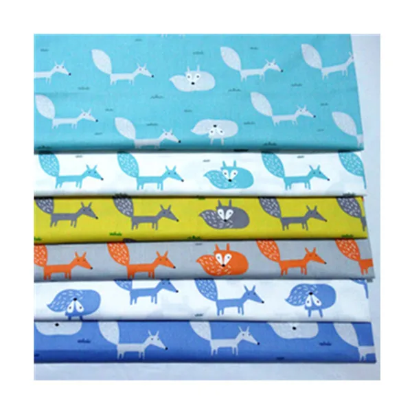 Hot Sale 100% Cotton Cartoon Fox Series print fabric 100% cotton print fabric for baby clothing