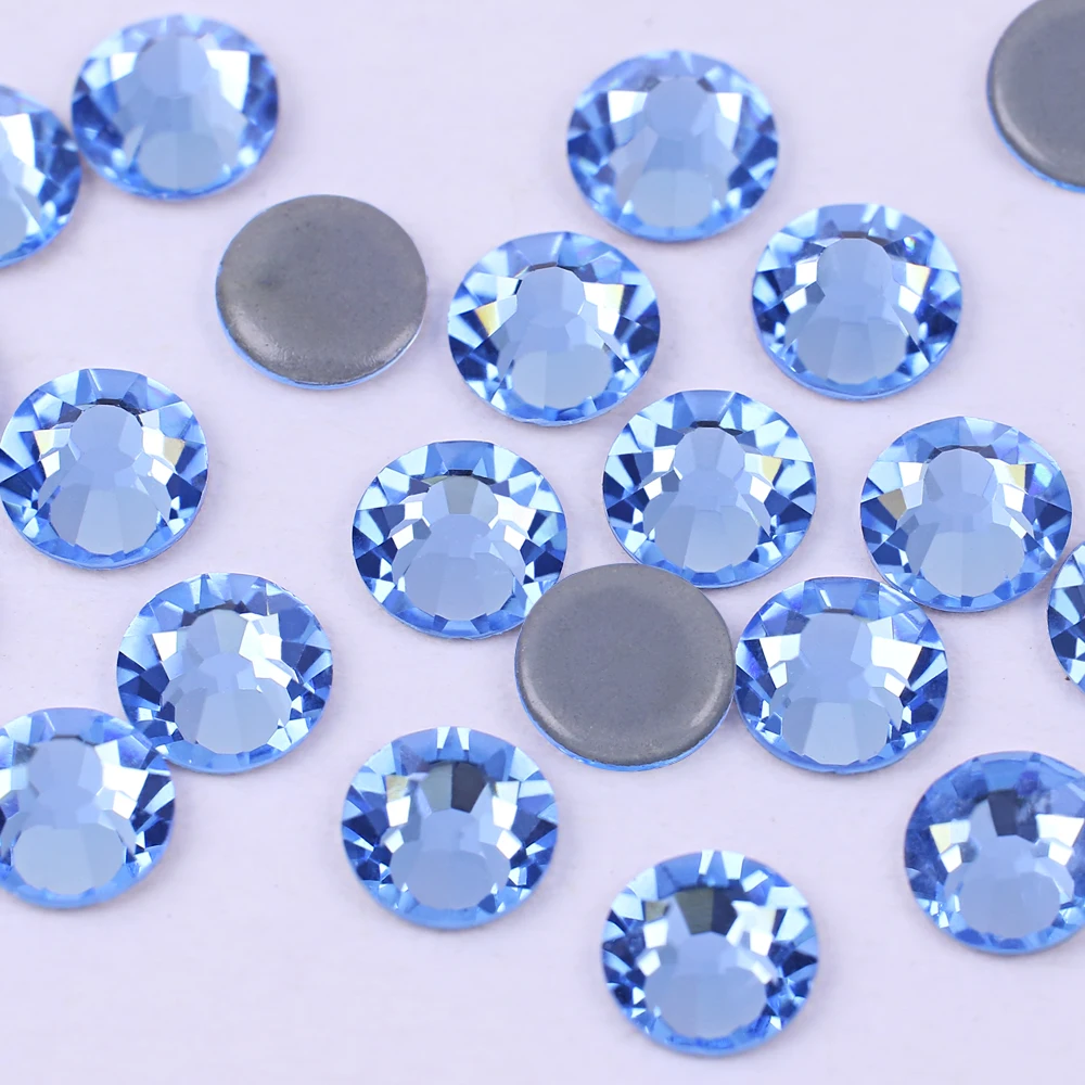 Glass Crystal 10 Sizes Non Hotfix Fancy Colors Round Shape Flatback Rhinestones Glue On Beads mixed color