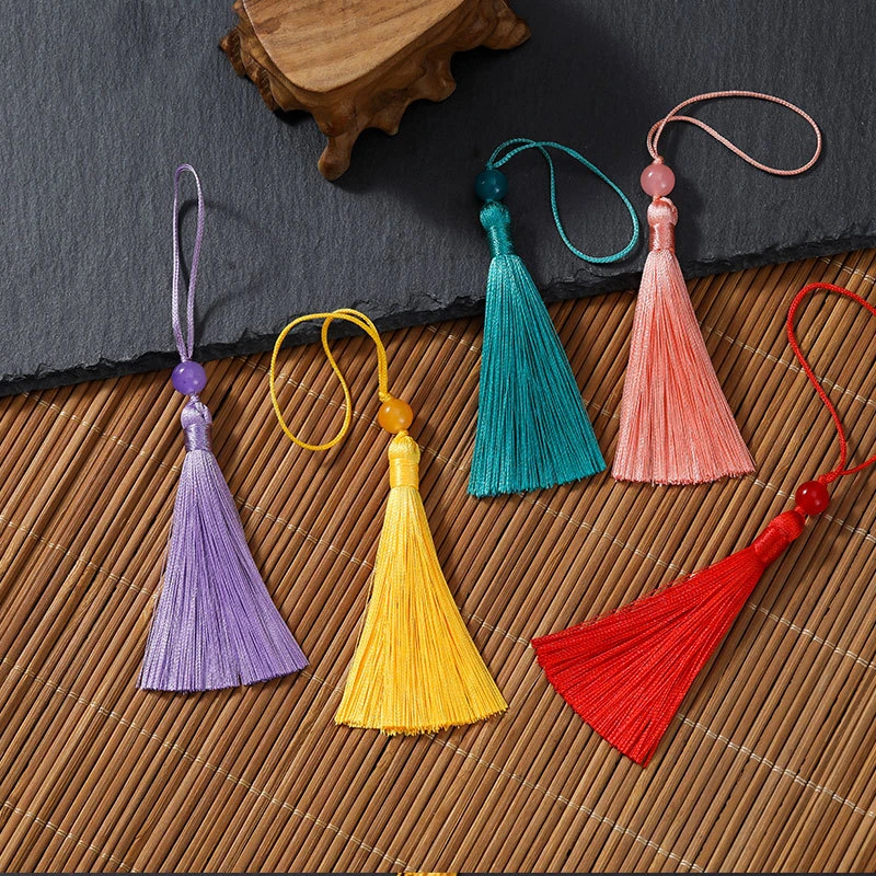 7CM Small Hanging Tassel Fringes Beaded Headdress Bookmark Folding Fan Pendant Tassel