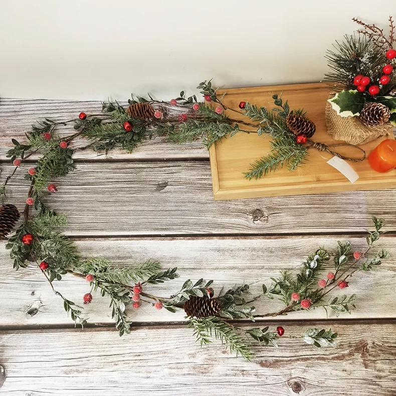 Оптовая продажа, искусственные красные ягоды, гирлянда, Рождественское украшение стола