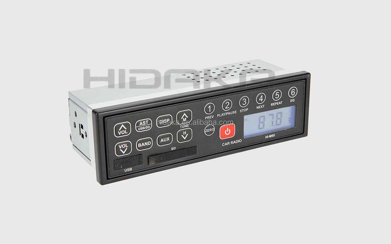 HIDAKA M95 1Din FM Car radio In-Dash with USB SD for Sumitomo Takeuchi Hitachi Komastu Excavator 12V 24V IP6X Real Time Clock