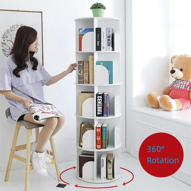 Оптовая продажа домашний книжный шкаф высокой плотности Современная 5-ярусная 360 Вращающаяся