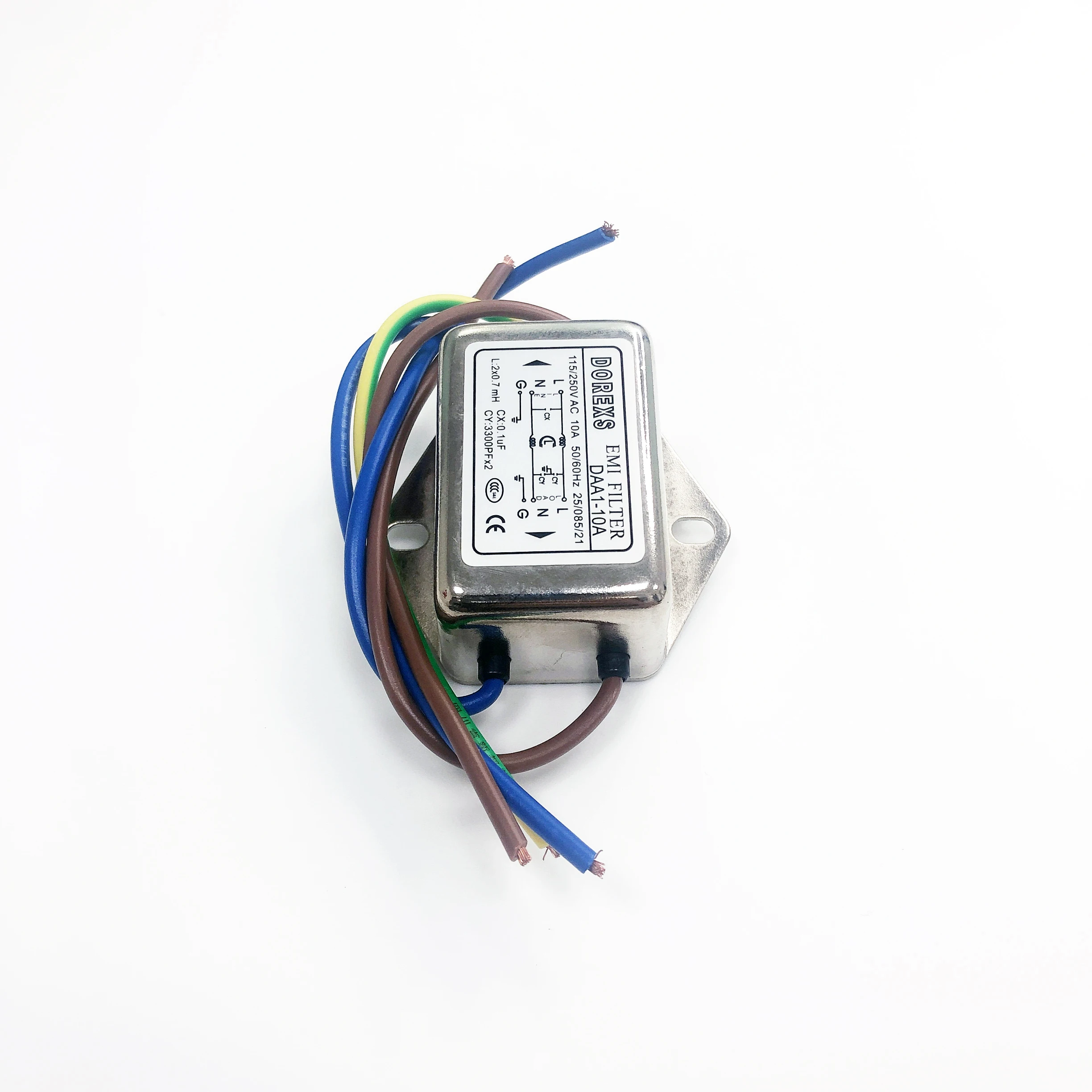  EMI шумовой фильтр низких частот 115V/250V 25/085/21 20 ~ 100db 30-100db 50/60hz линии: 1500VDC 1A 10A CE CQC CN;SIC коробка медь