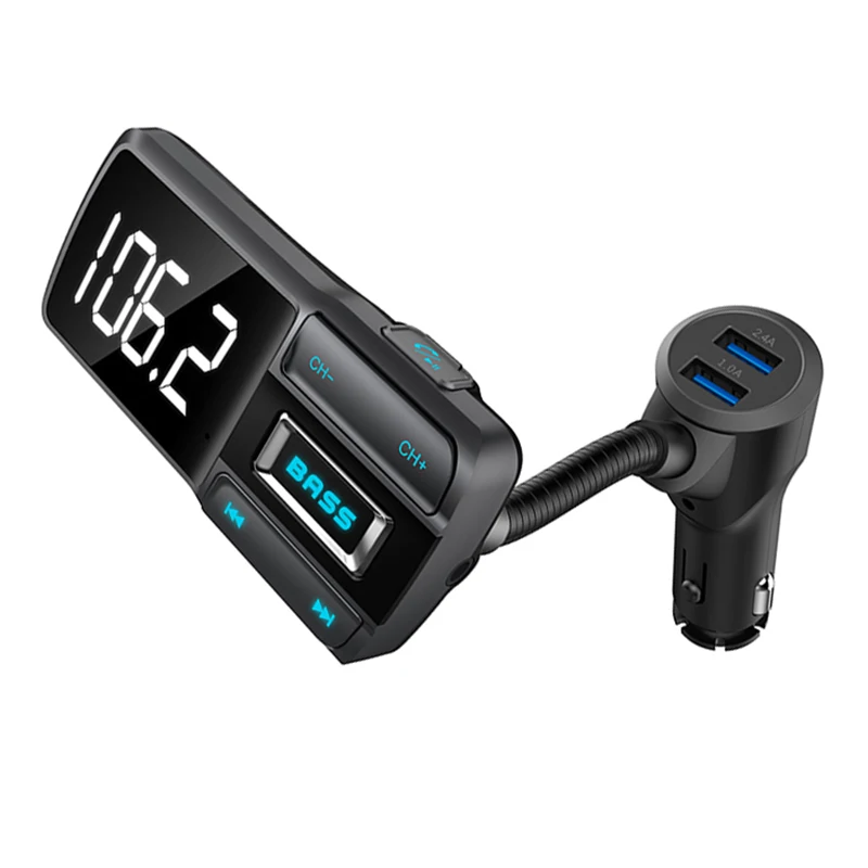 
Bluetooth Handsfree Car Kit FM Dual Transmitter USB 5V 3.4A Car Charging vehicle FM Modulator 