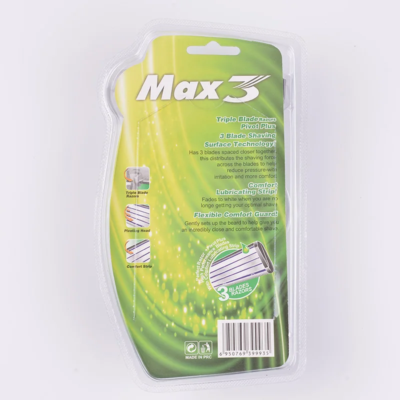 Imported blade, rotating head, rubber and plastic handle, disposable razor