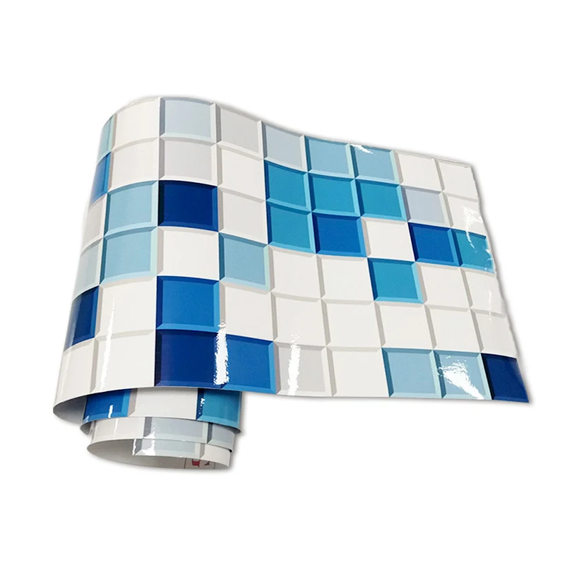 
Blue and white strip mosaic waterproof and oil-proof kitchen bathroom wall PVC decorative wall stickers manufacturers 
