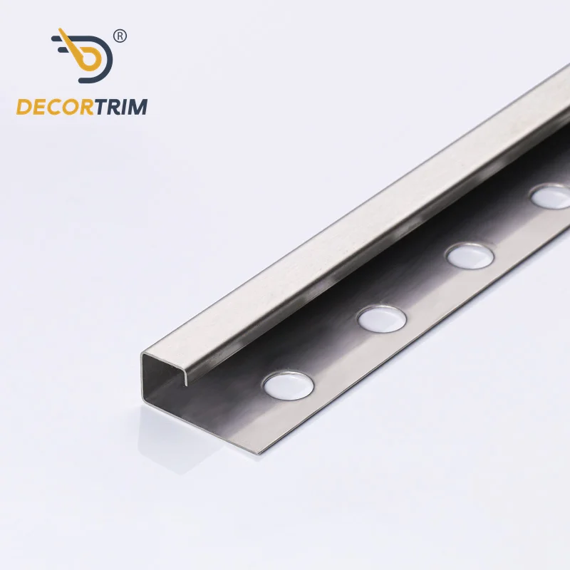 Prolink Metal Factory Stainless Steel Square Tile Profile Brushed Silver Metal Corner Edge Trim for Hotel Decoration