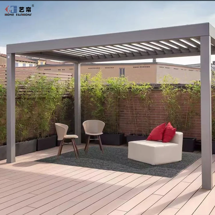 High Quality Garden Building Automatic Pergolas and Gazebos Aluminum Outdoor with Electric Louver Roof System All-season Party