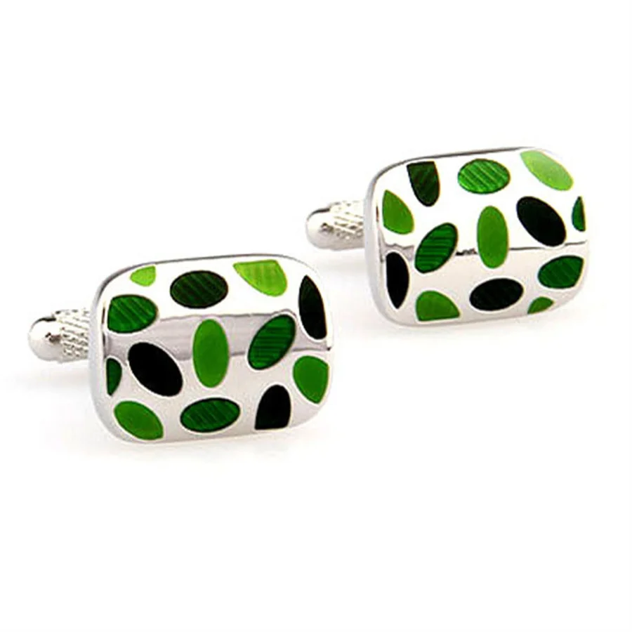 Factory wholesale custom fashion business French shirt men cufflink stainless steel seven color imitation enamel cufflinks