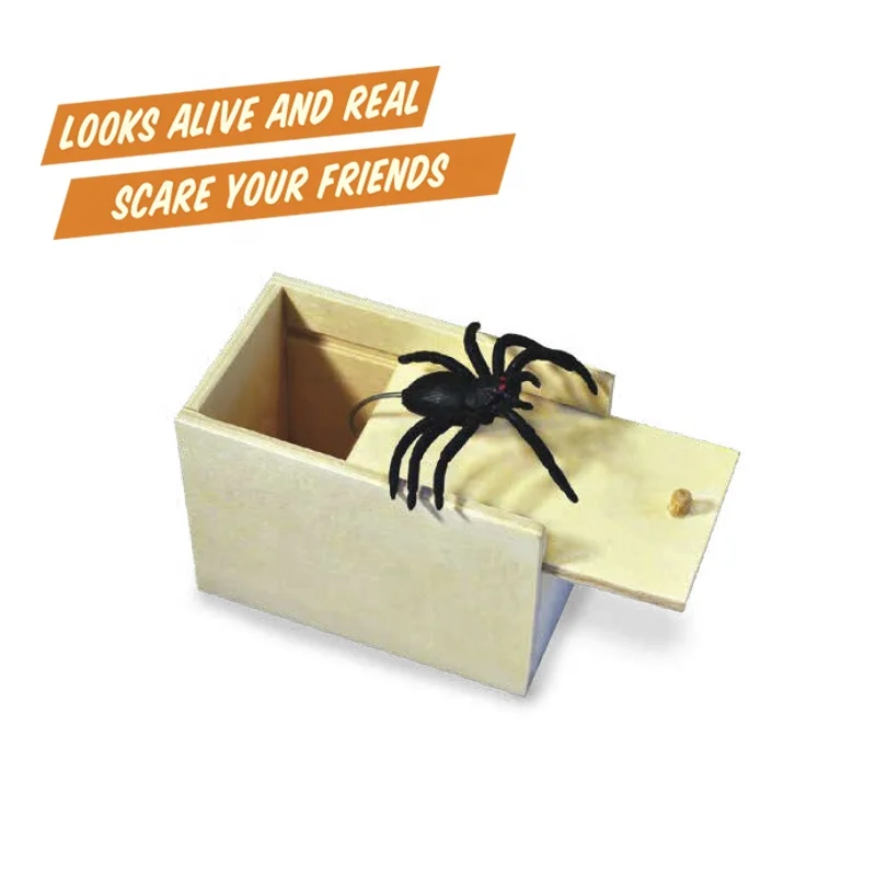 hot sell Lifelike Funny Surprise Bag Boxes Toy Wooden Prank Spider Scorpion Mouse centipede Scare Box Case Joke for children